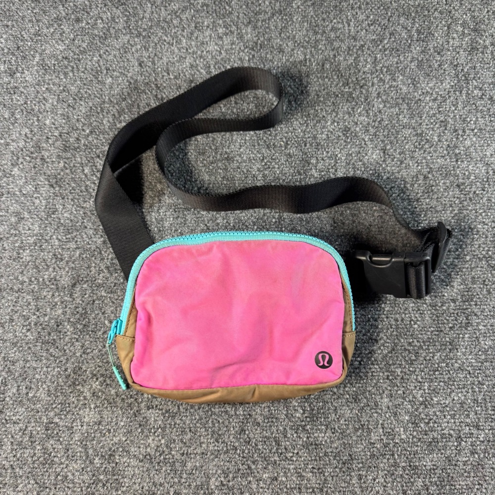 Lululemon Everywhere Belt Bag 1L Pink Tan Teal Colorblock Waist Pack Hip Bag